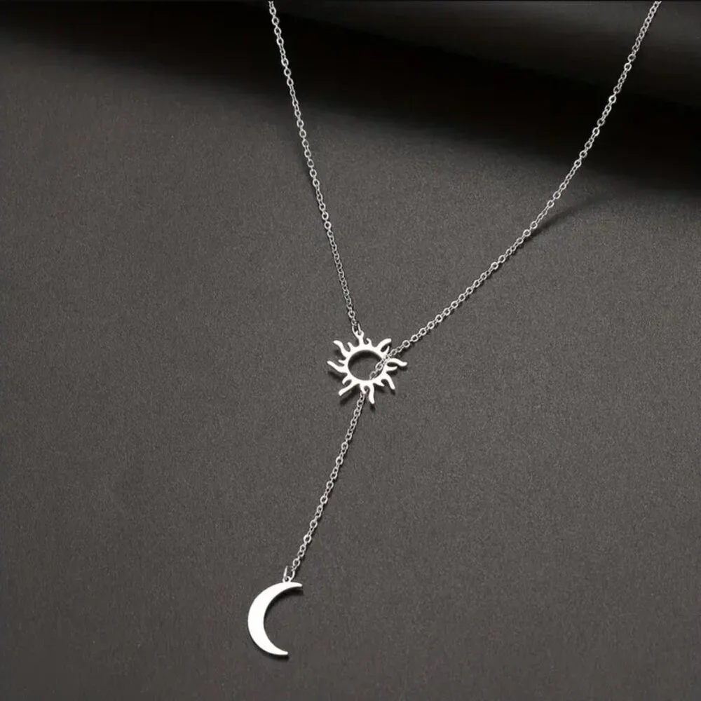 NEW sun & moon necklace, celestial jewelry silver moon necklace, Sun Jewelry
